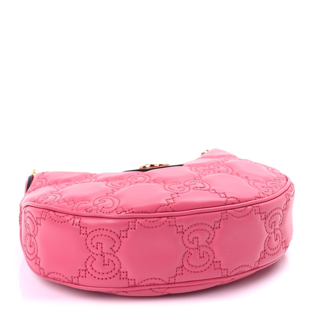 Gucci Calfskin GG Matelasse Mini Hobo Shoulder Bag Pink