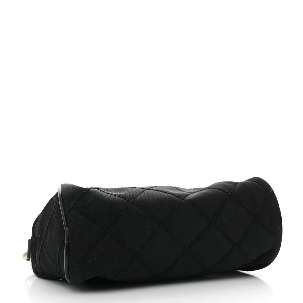 Prada Tessuto Nylon Saffiano Impunturato Quilted Barrel Pochette Black