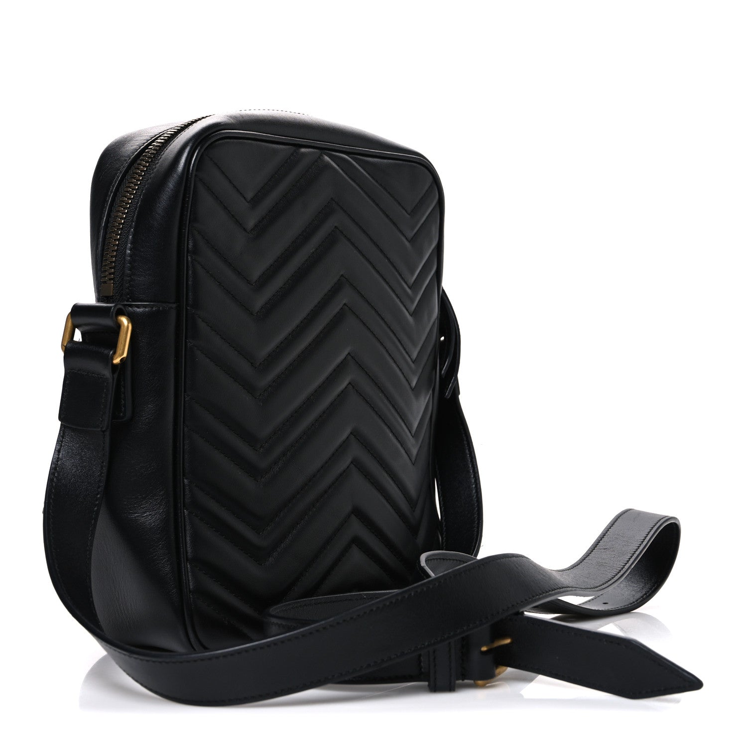 Gucci Calfskin Matelasse GG Marmont Travel Bag Black