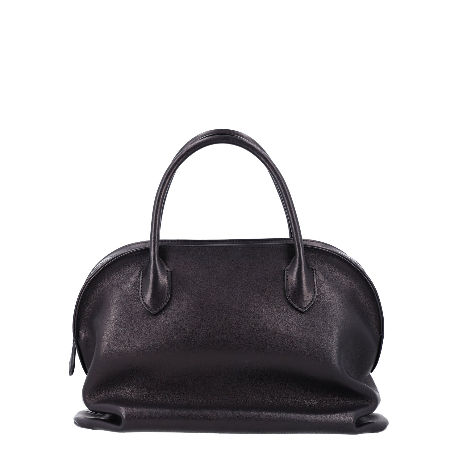 The Row Polished Saddle Calfskin Agnes Bag Black