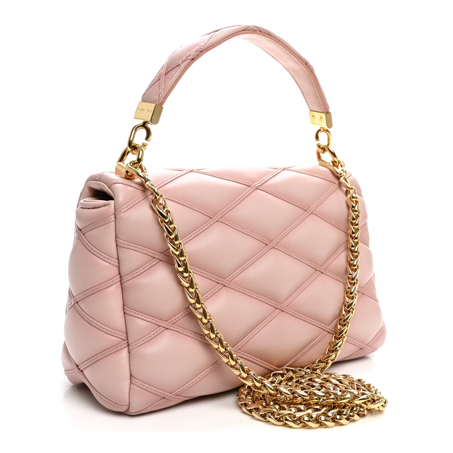 Louis Vuitton Lambskin Malletage Top Handle GO-14 MM Raspberry