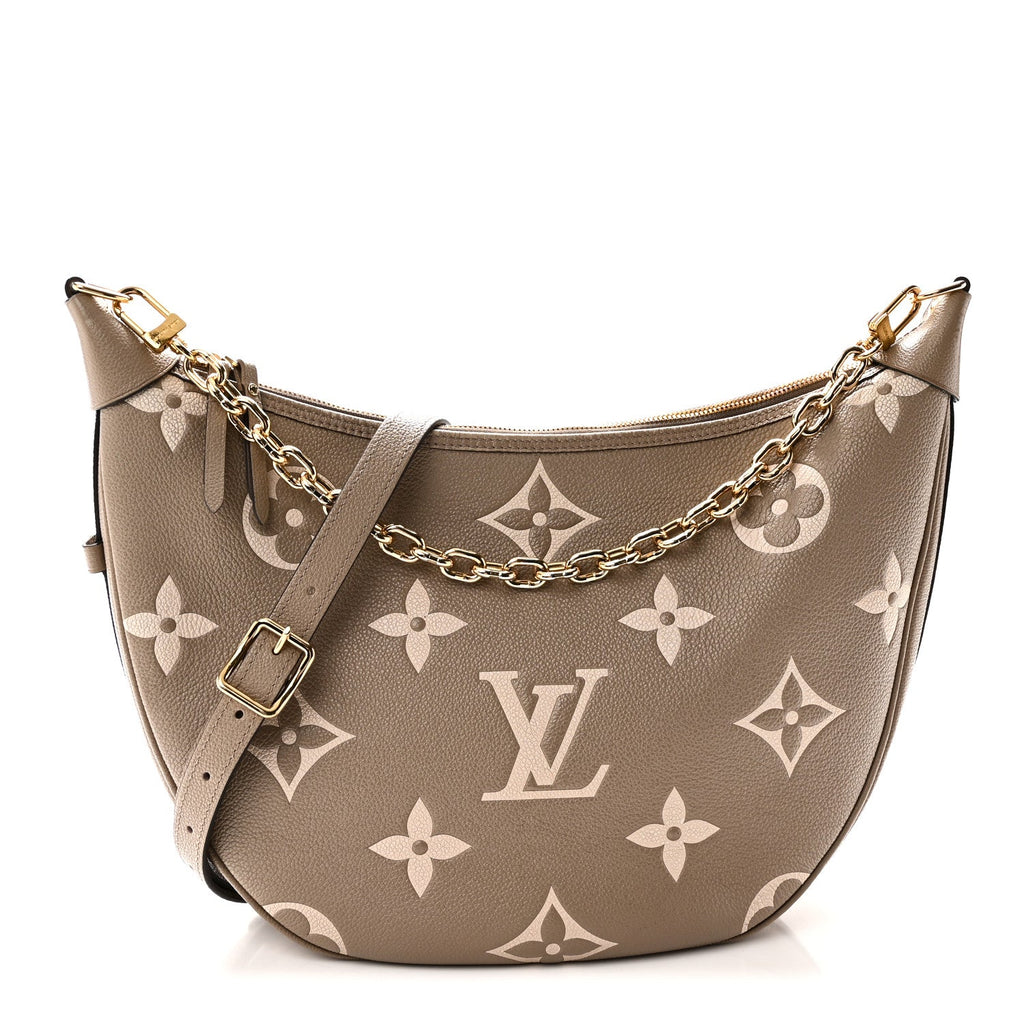 Louis Vuitton Empreinte Monogram Giant Loop Hobo Dove Gray Cream front view