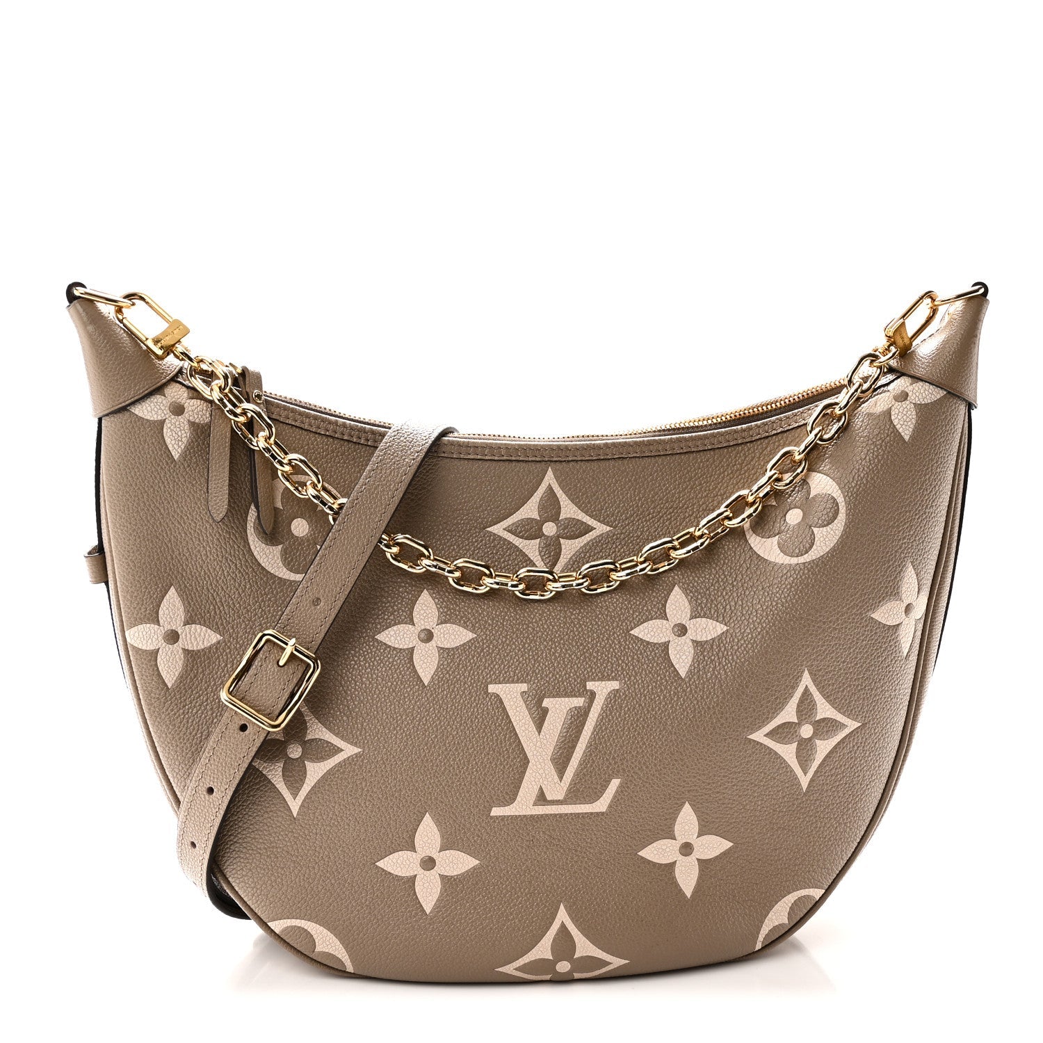 Louis Vuitton Empreinte Monogram Giant Loop Hobo Dove Gray Cream front view