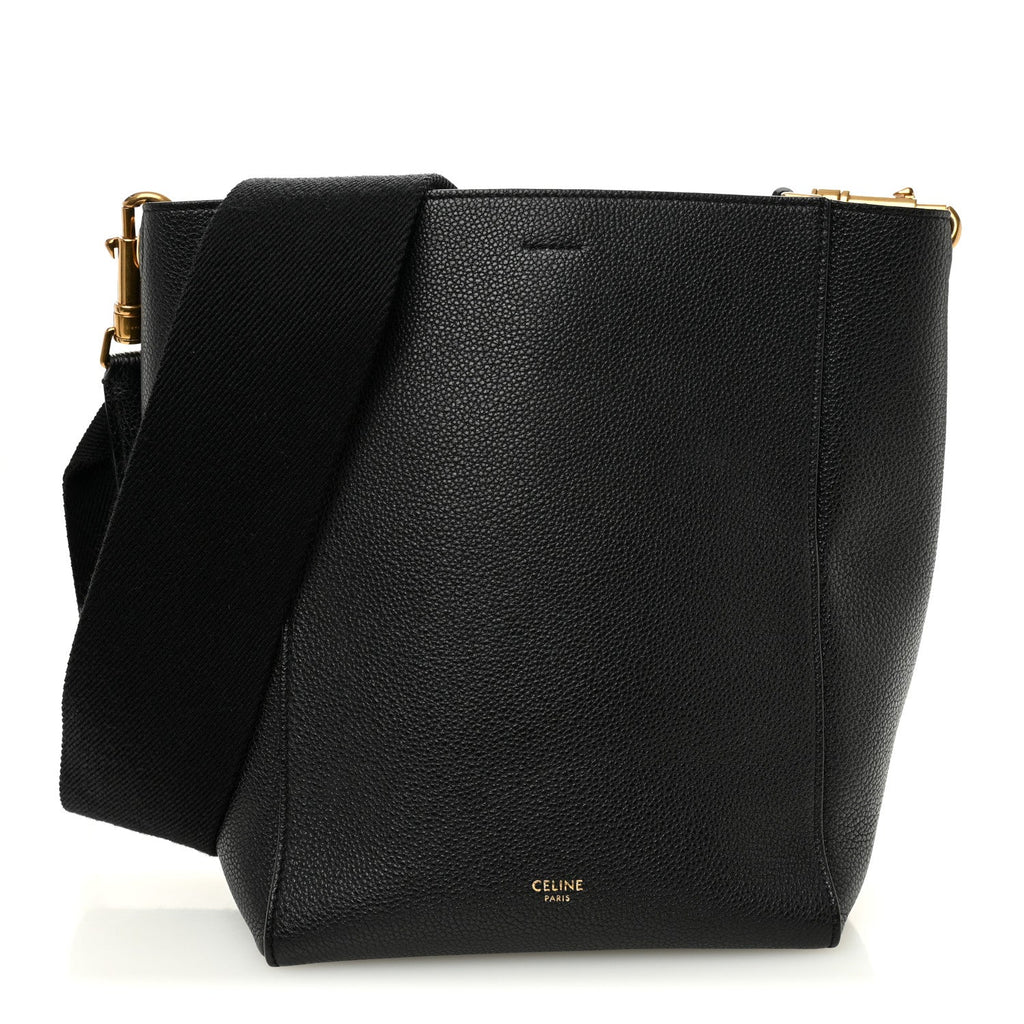 Celine Soft Grained Calfskin Small Sangle Bucket Bag Black