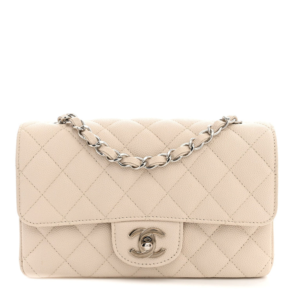 Chanel Caviar Quilted Mini Rectangular Flap Light Beige