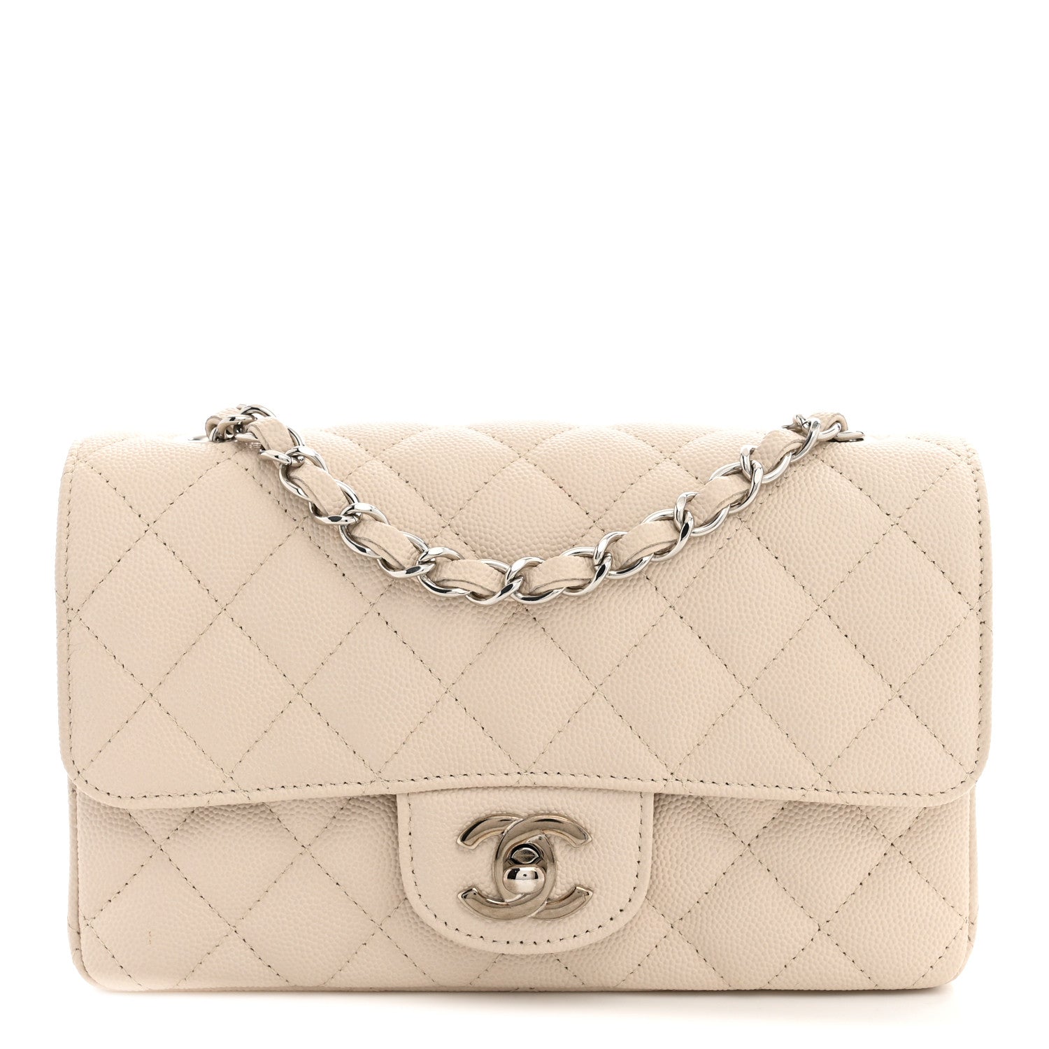 Chanel Caviar Quilted Mini Rectangular Flap Light Beige