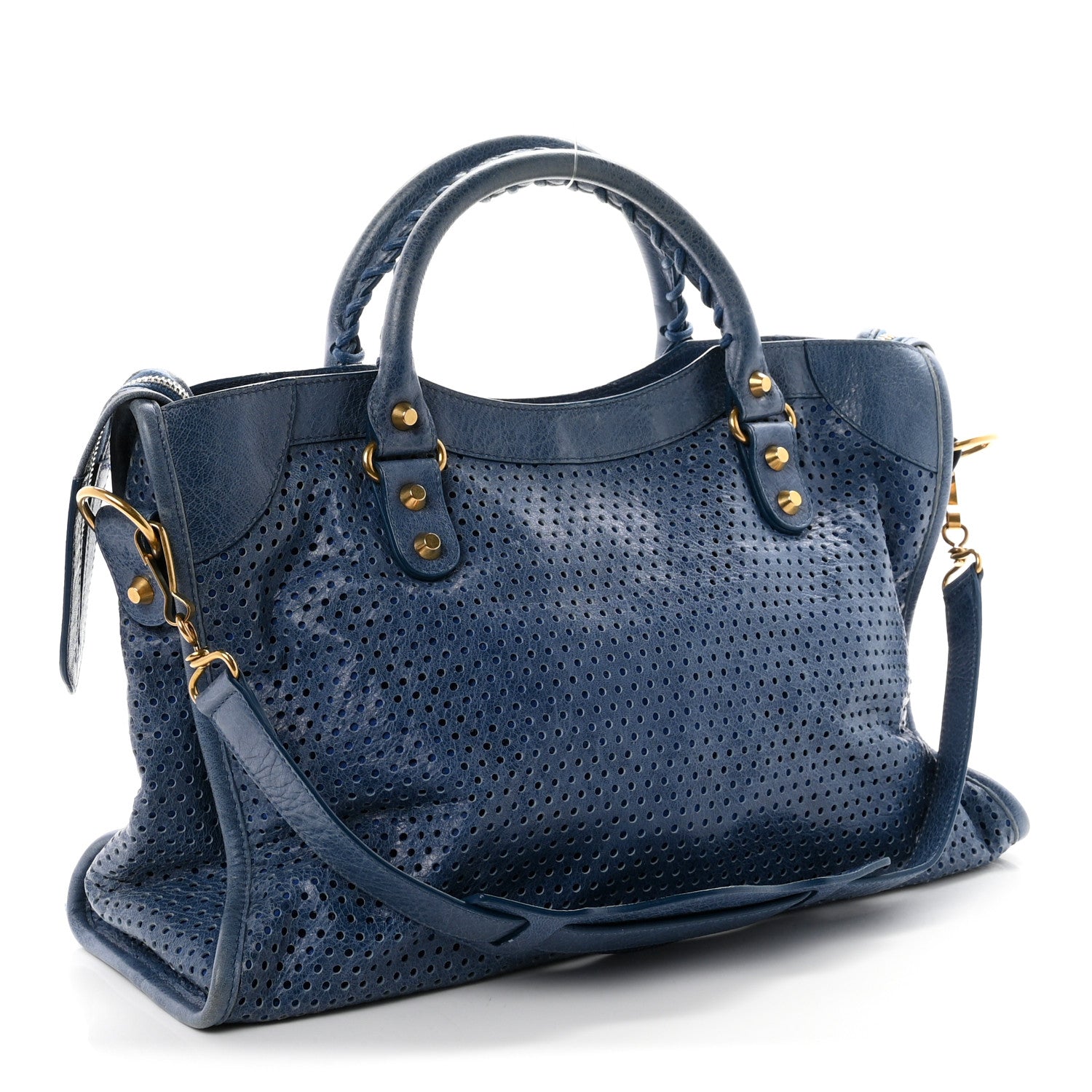 Balenciaga Agneau Classic Gold Hardware Perforated Dot City Atlantique