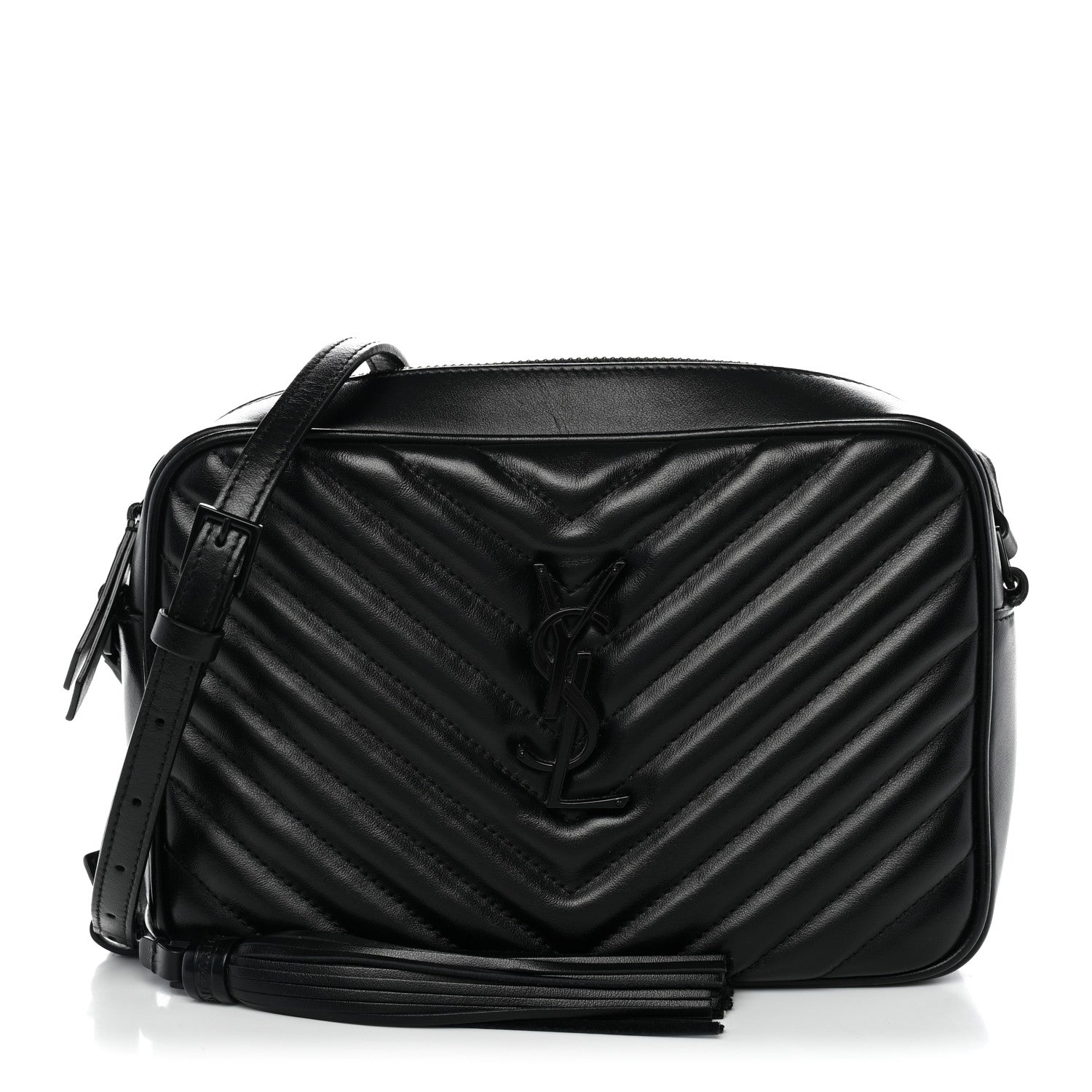 Saint Laurent Calfskin Matelasse Monogram Monochrome Lou Camera Bag Black
