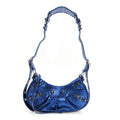 Balenciaga Metallic Arena Agneau Le Cagole Shoulder Bag XS Blue