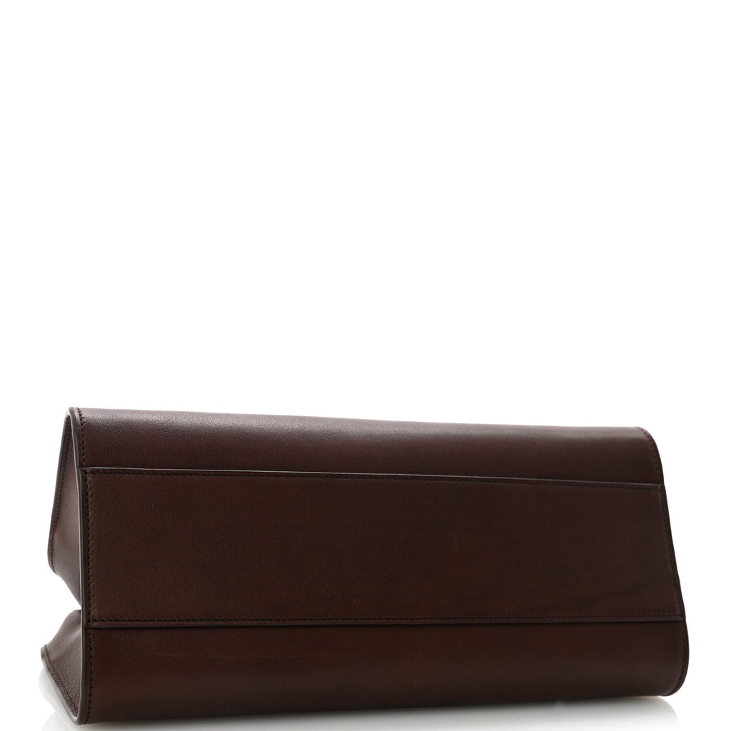 The Row Polished Saddle Calfskin Peggy Clutch Burgundy