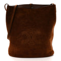 Celine Suede Calfskin Reversible Triomphe Bucket Bag Brown