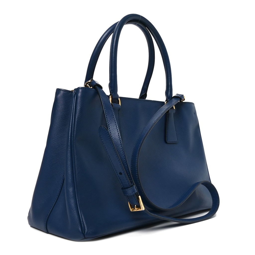 Prada Saffiano Lux Medium Tote Bluette