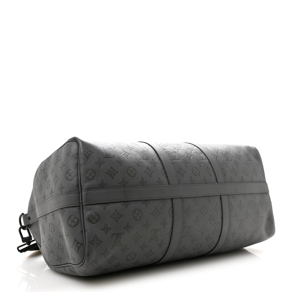 Louis Vuitton Calfskin Monogram Shadow Keepall Bandouliere 50 Anthracite gray