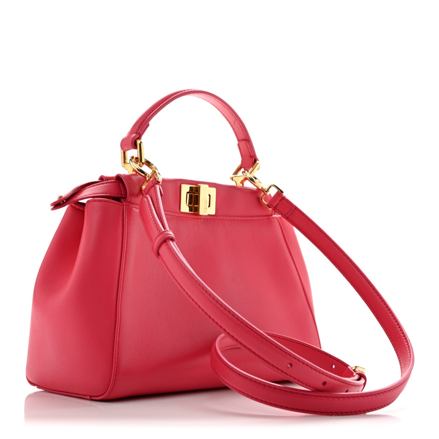 Fendi Nappa Stacked Bar Mini Peekaboo Iconic Satchel Lampone