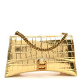 Balenciaga Metallic Supple Calfskin Crocodile XS Crush Chain Bag Gold