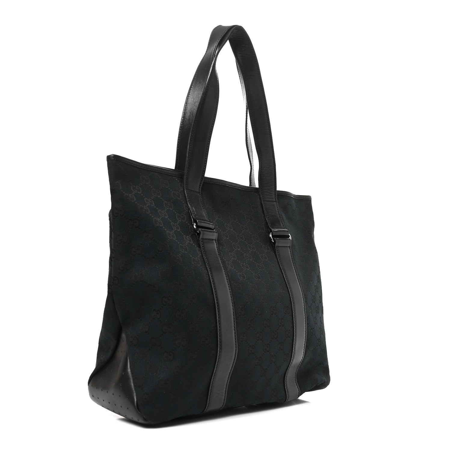Gucci Monogram Calfskin Perforated Tote Black