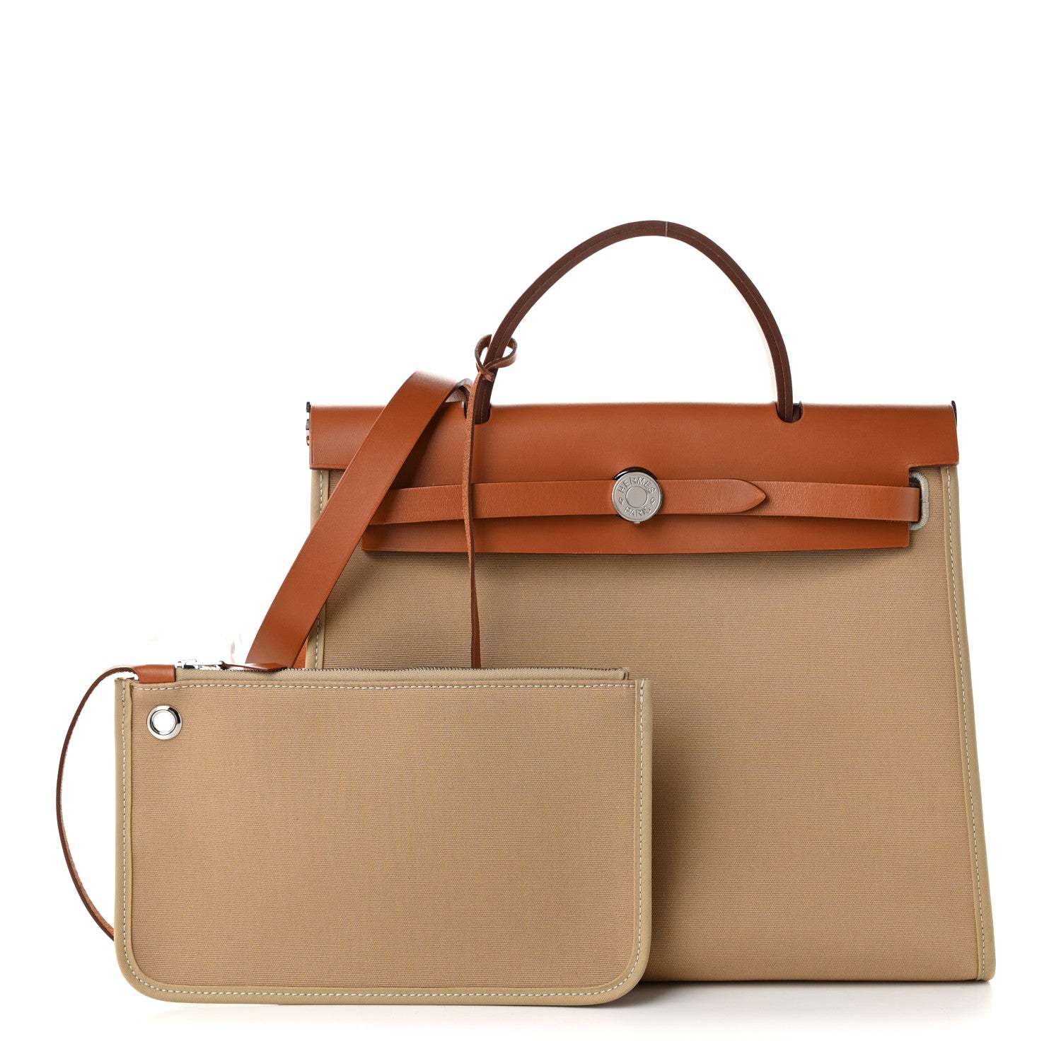 Hermès Vache Hunter Toile Officier Herbag Zip PM 31 Trench Fauve