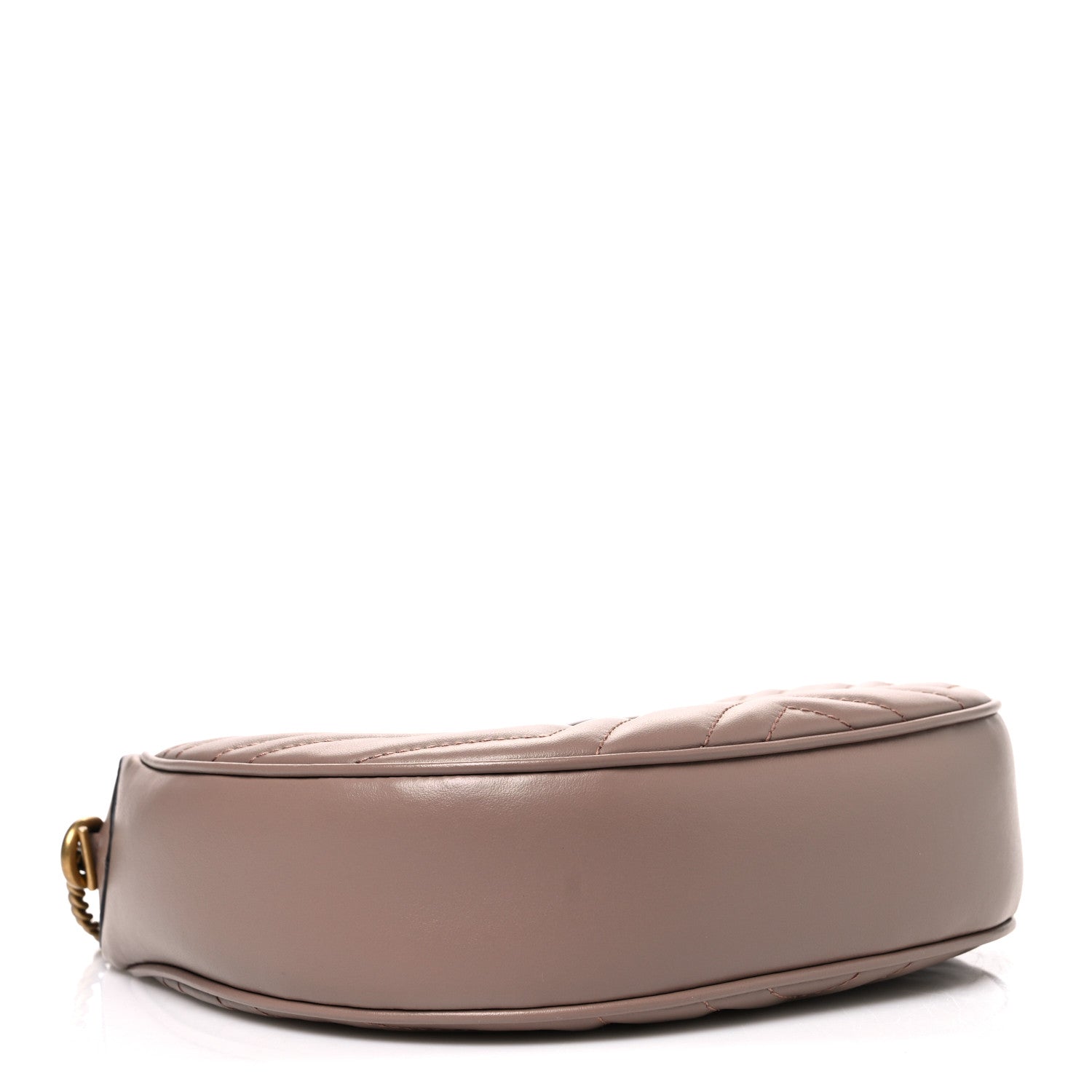 Gucci Calfskin Matelasse Chevron Mini GG Marmont Half Moon Hobo Porcelain Rose