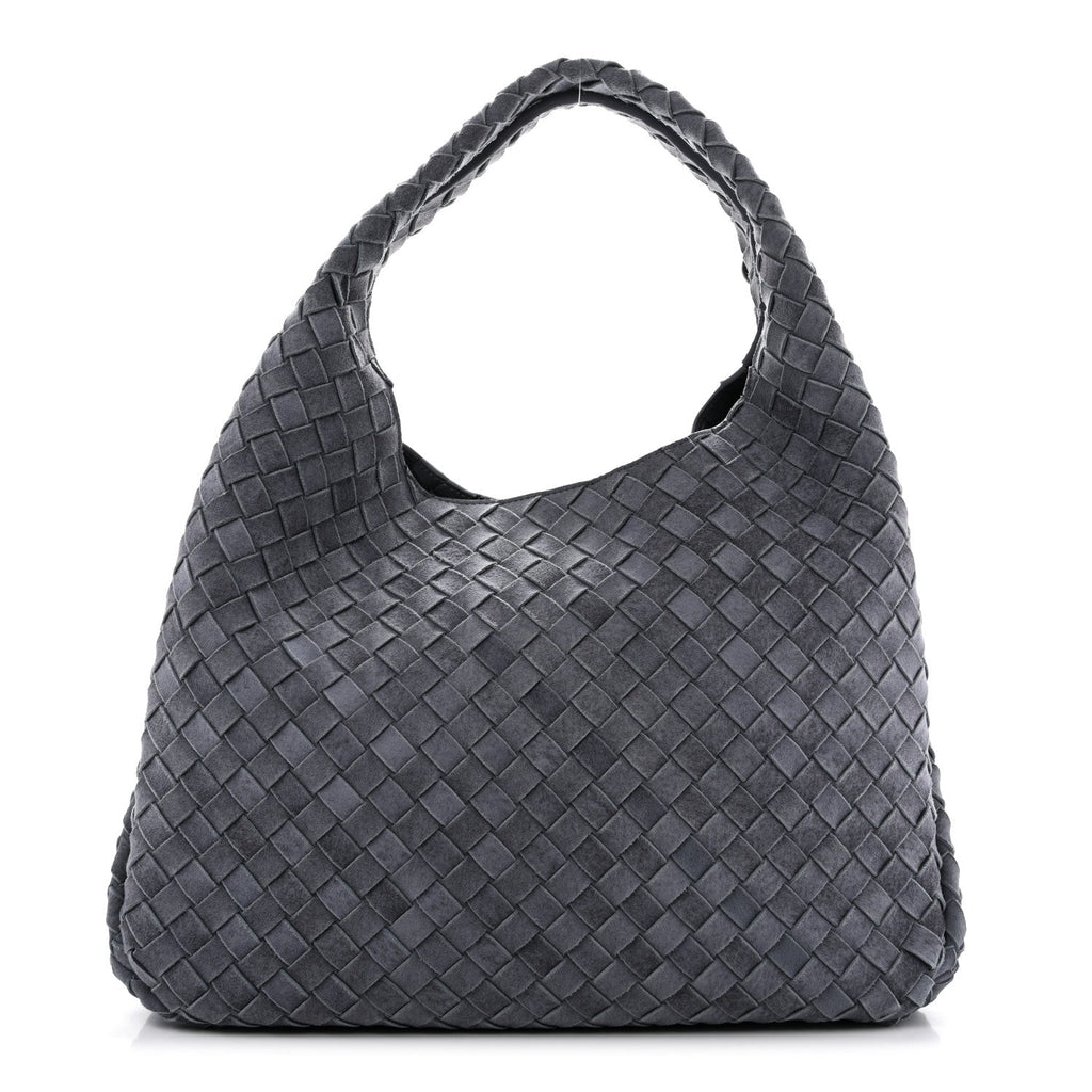 Bottega Veneta Suede Intrecciato Large Campana Shoulder Bag Cloudy Indigo
