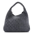 Bottega Veneta Suede Intrecciato Large Campana Shoulder Bag Cloudy Indigo