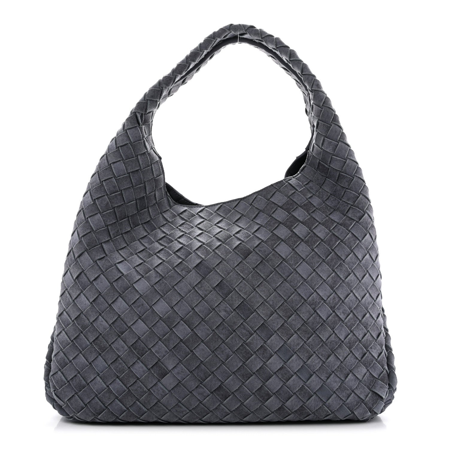 Bottega Veneta Suede Intrecciato Large Campana Shoulder Bag Cloudy Indigo