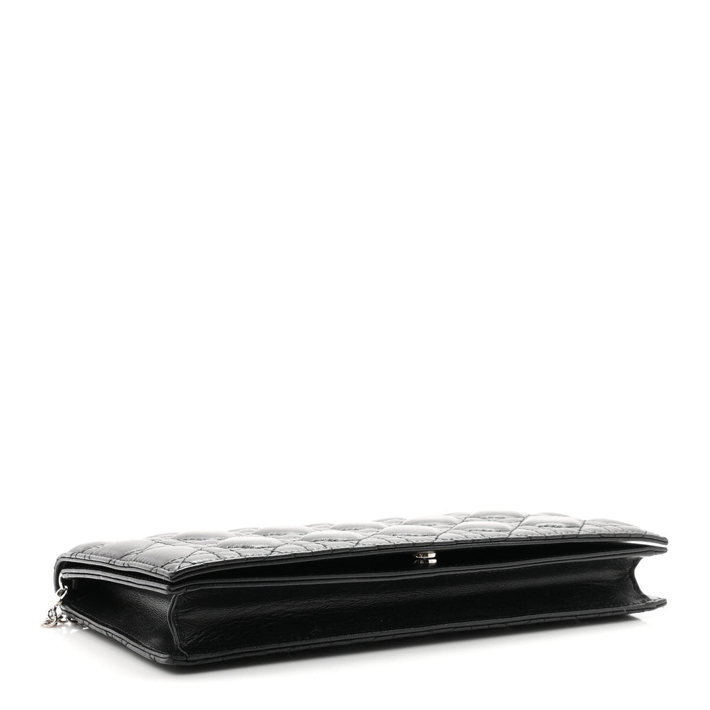 Dior Lambskin Cannage Lady Dior Convertible Clutch Black