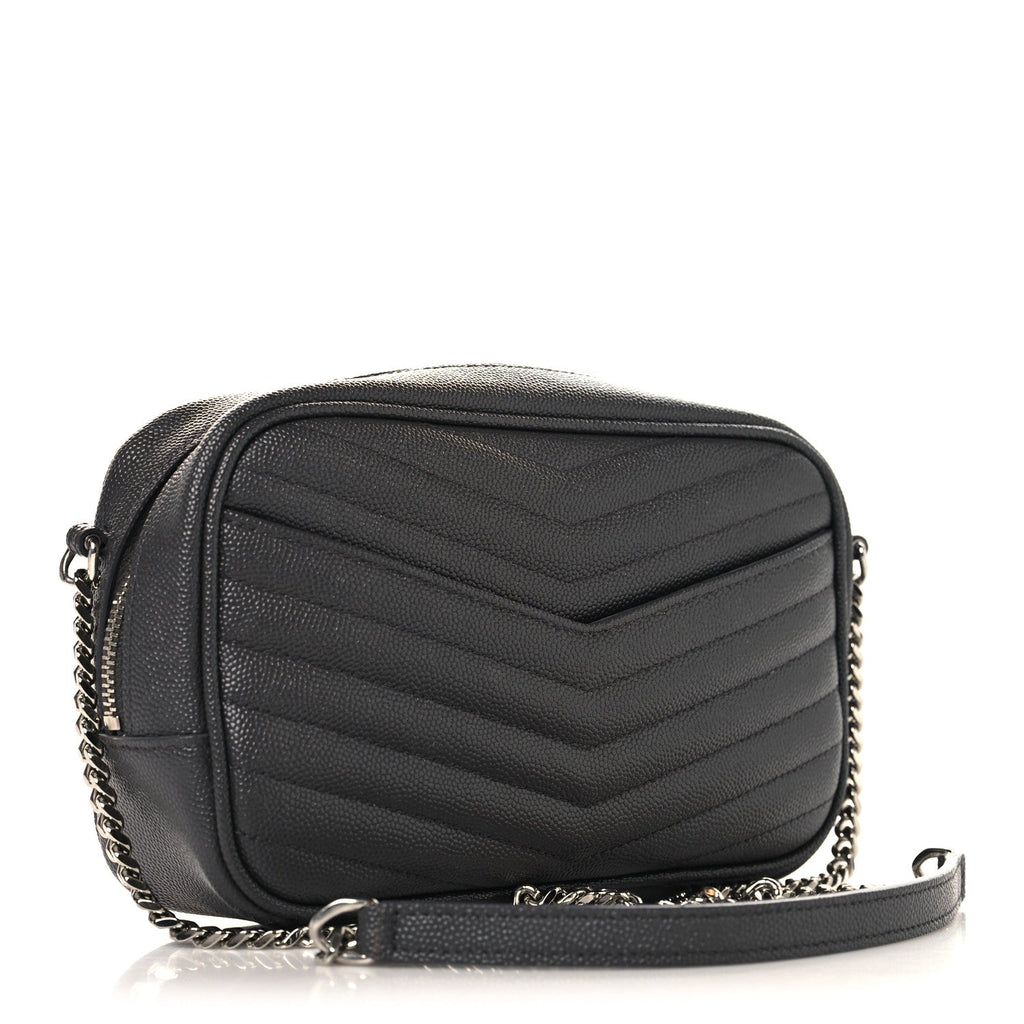 Saint Laurent Grain De Poudre Matelasse Monogram Mini Lou Camera Bag Asphalt
