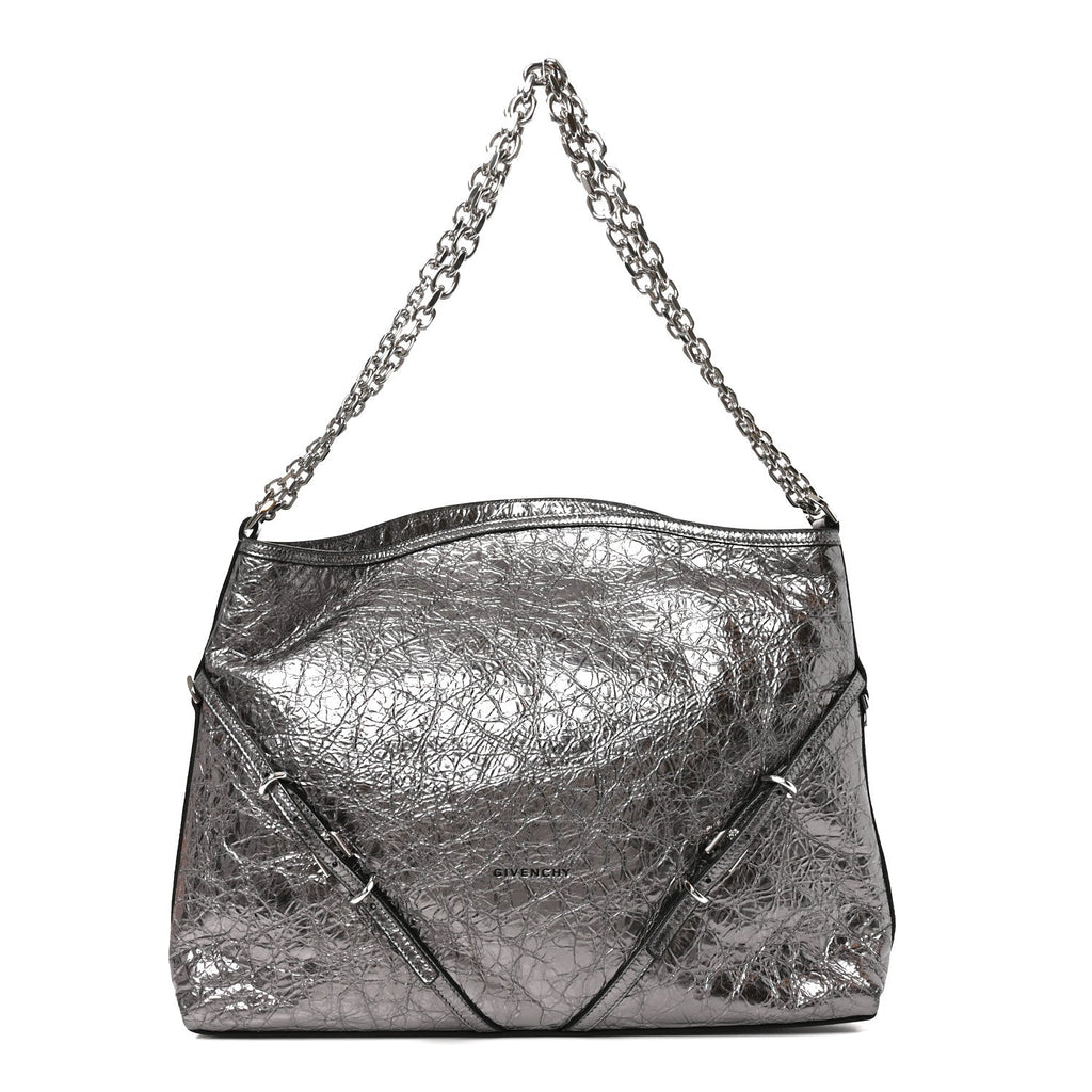 Givenchy Metallic Calfskin Medium Voyou Bag Silver