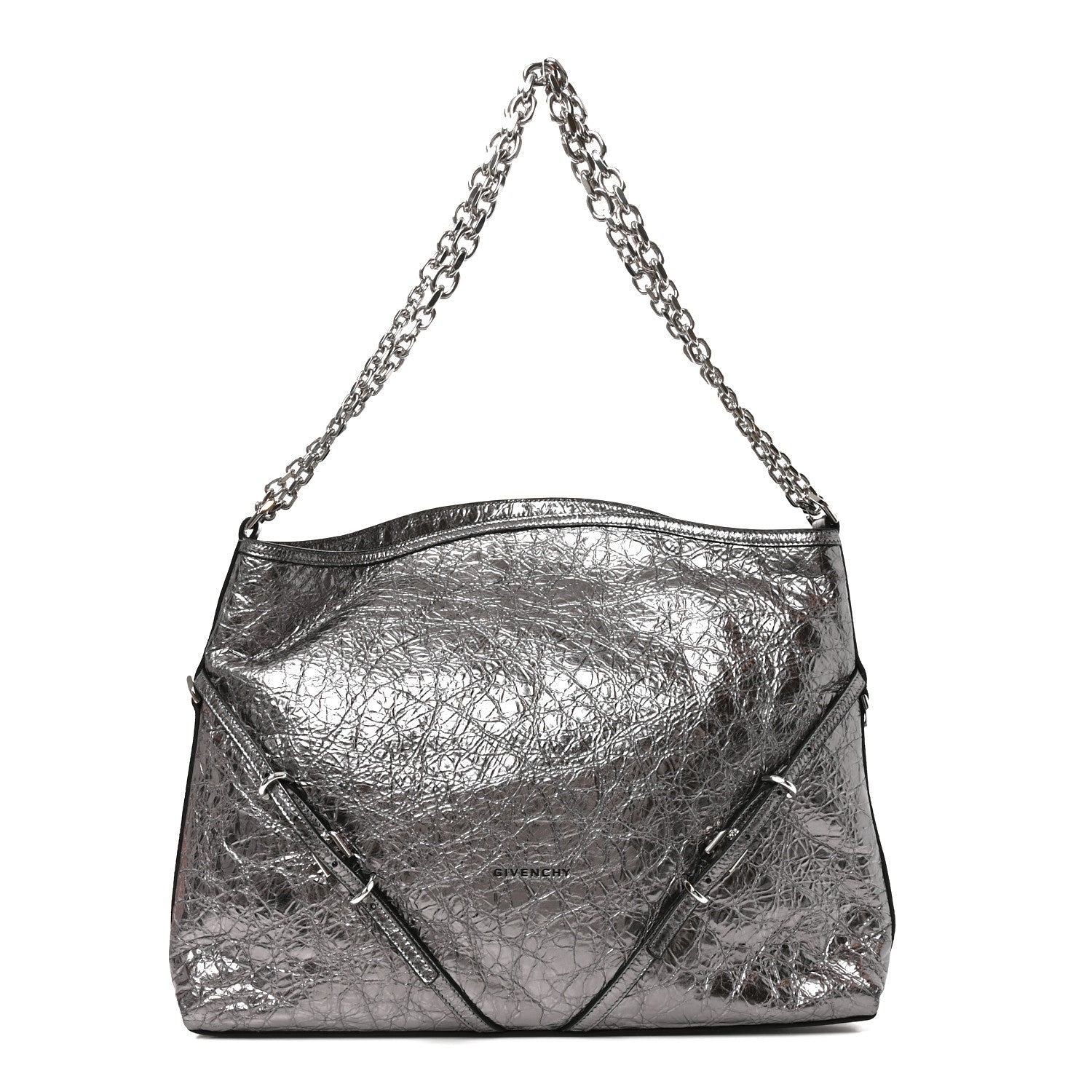Givenchy Metallic Calfskin Medium Voyou Bag Silver