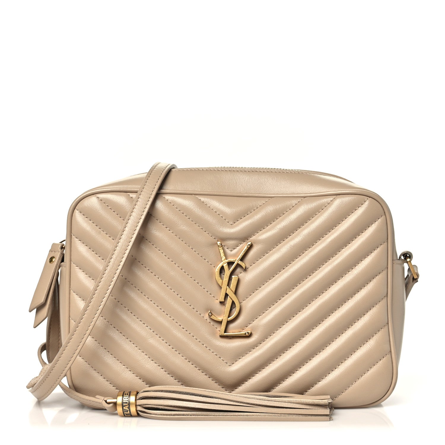 Saint Laurent Calfskin Matelasse Monogram Lou Camera Bag Dark Beige Dark Beige