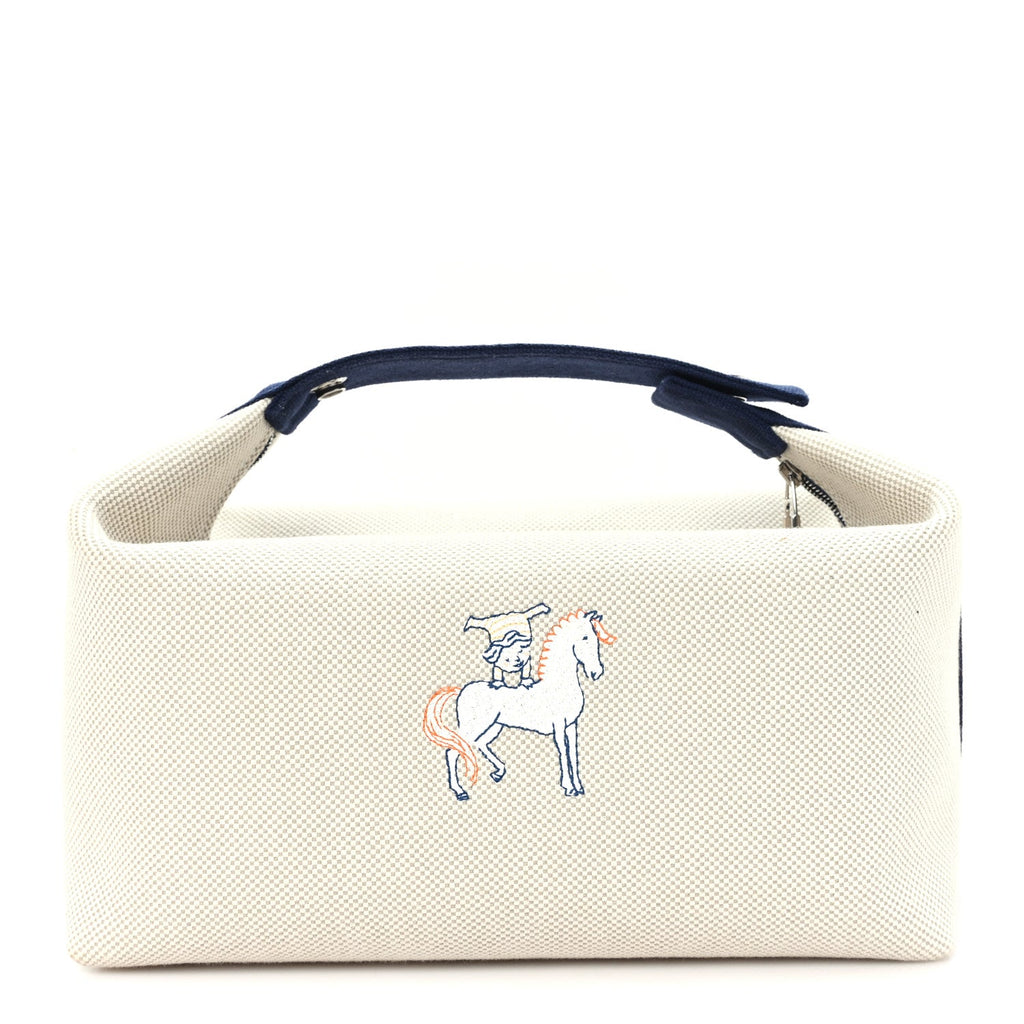 Hermès Canvas Large Bride-A-Brac Cabriole Case gris perle