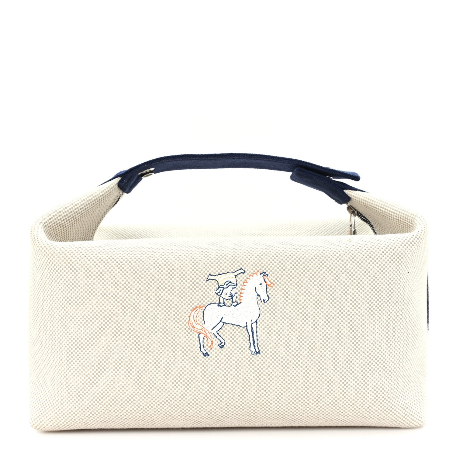 Hermès Canvas Large Bride-A-Brac Cabriole Case gris perle