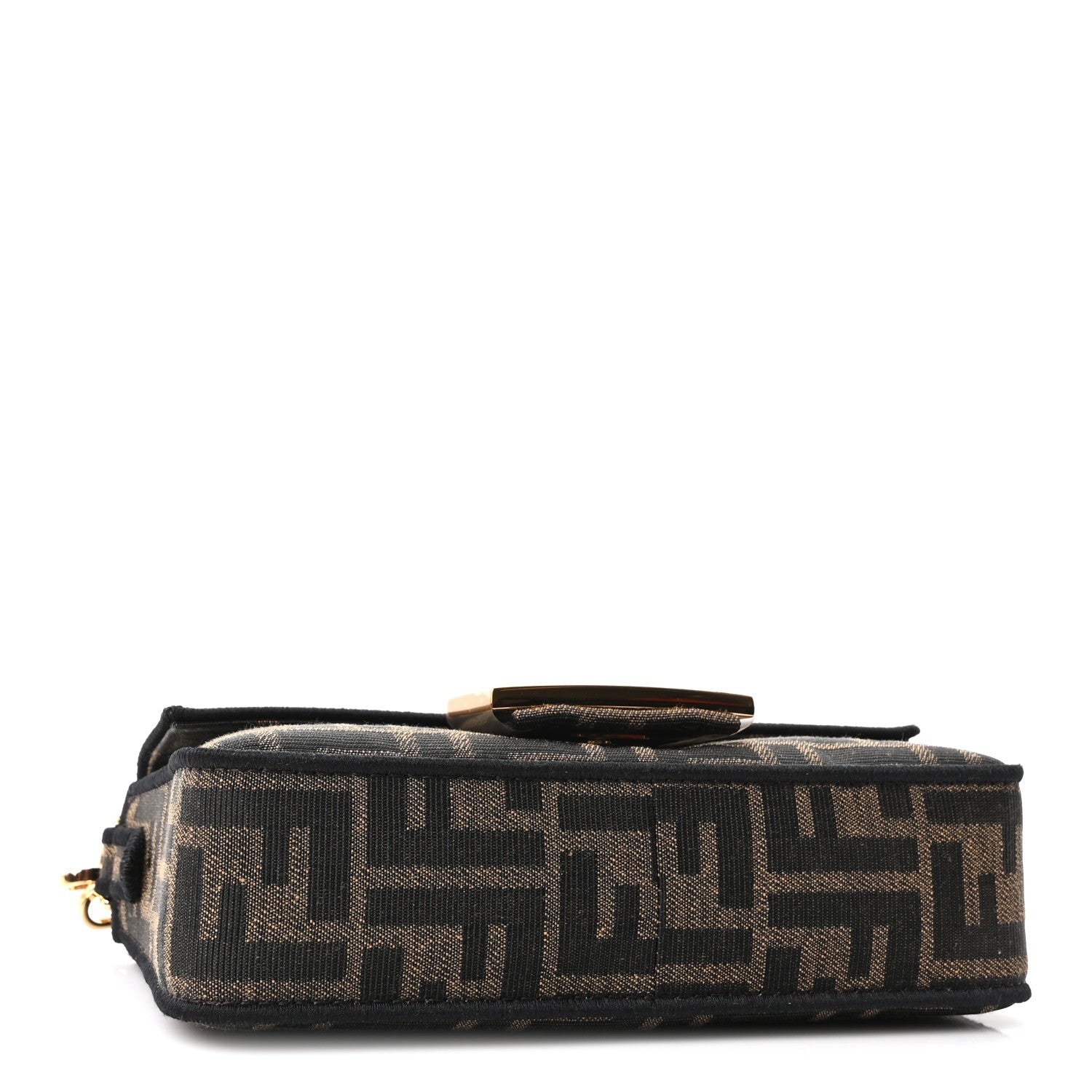 Fendi Fabric Jacquard FF 1974 Mini Baguette Tobacco Moro Black