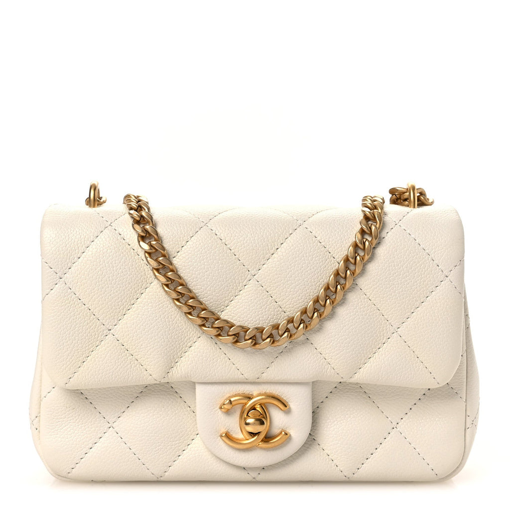 Chanel Caviar Quilted Mini Sweetheart Rectangular Flap White