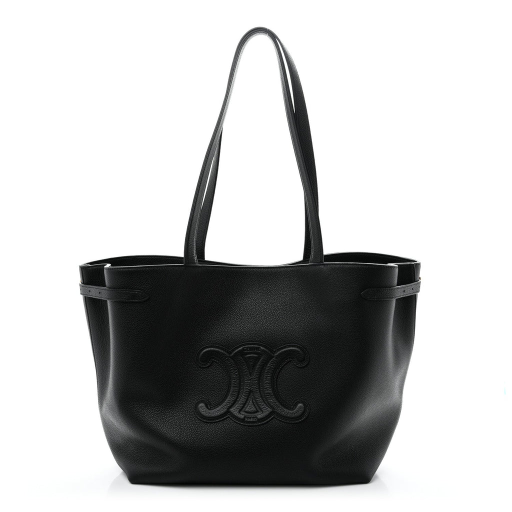 Celine Grained Calfskin Triomphe Medium Cabas Anais Black