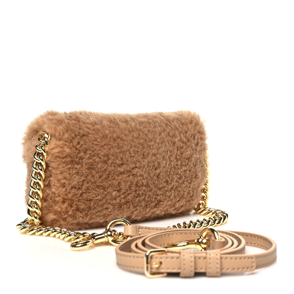 Faux Fur Calfskin Mini The Teddy J Marc Shoulder Bag Camel