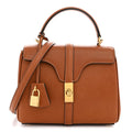 Celine Satinated Calfskin Small 16 Top Handle Bag Tan
