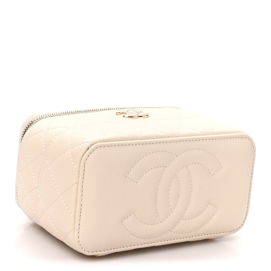 Chanel Caviar Quilted Trendy Handle Mini Vanity Ecru