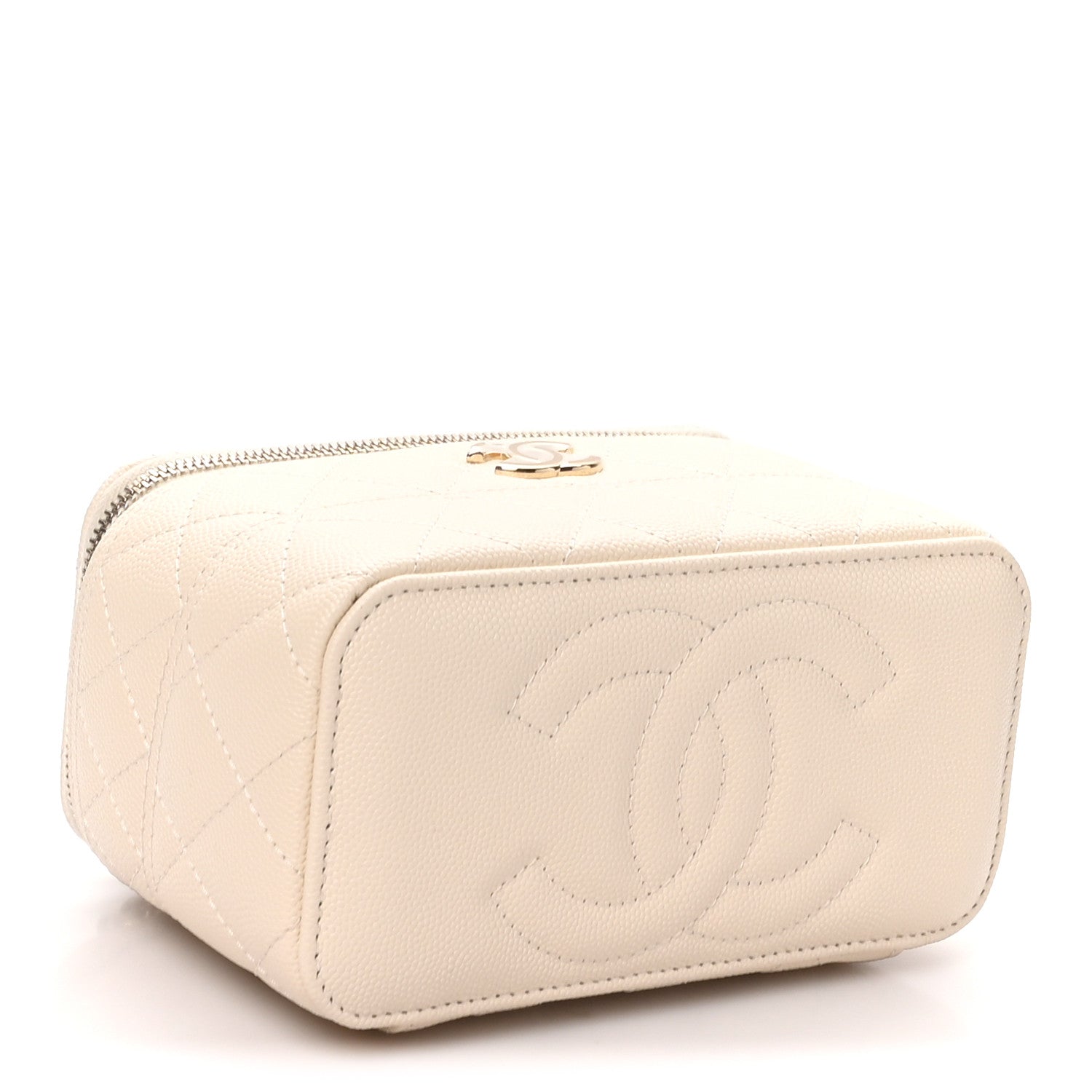 Chanel Caviar Quilted Trendy Handle Mini Vanity Ecru