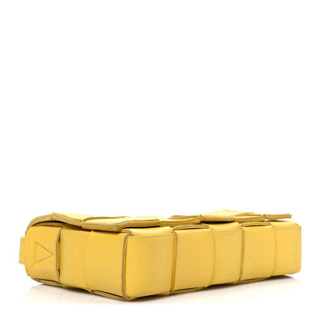 Bottega Veneta Lambskin Maxi Intrecciato Small Cassette Crossbody Bag Gold