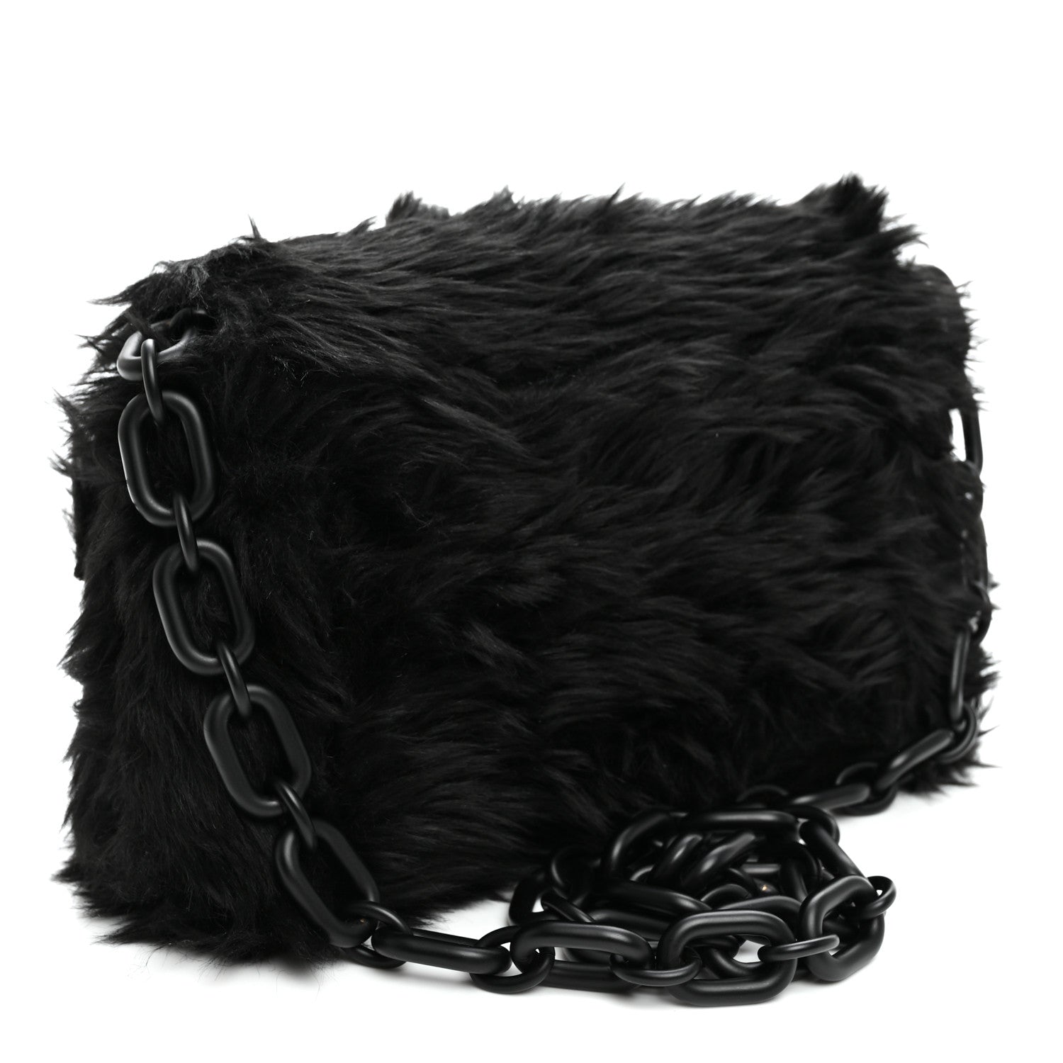 Balenciaga Faux Fur Small Downtown Shoulder Bag Black