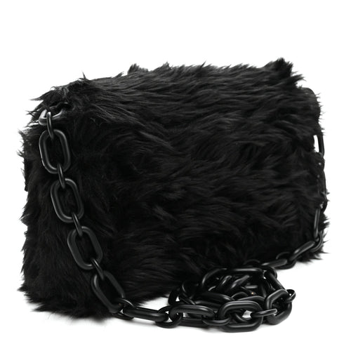 Balenciaga Faux Fur Small Downtown Shoulder Bag Black