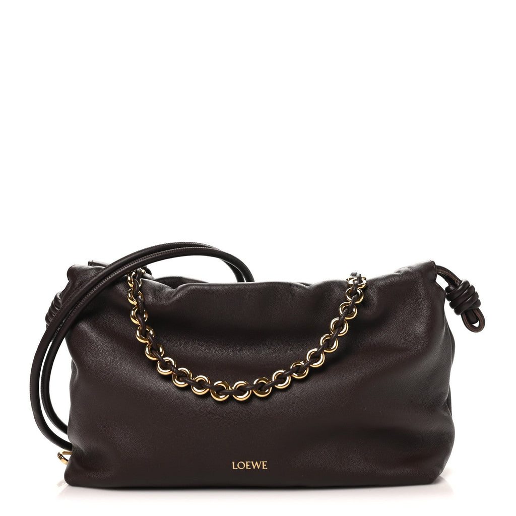 Loewe Mellow Nappa Medium Donut Chain Flamenco Knot Clutch Dark Burgundy