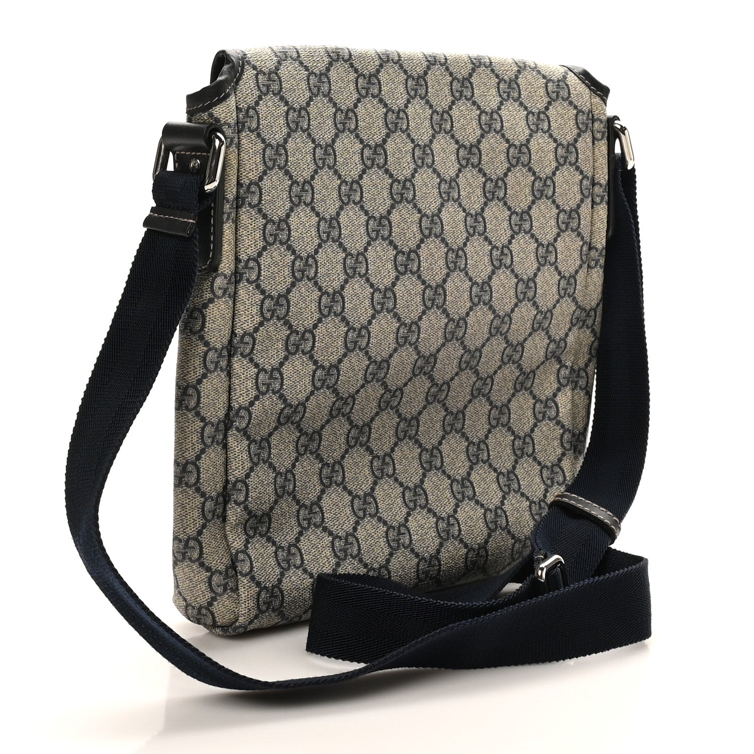 Gucci GG Plus Monogram Sellieria Calfskin Small Flap Messenger Bag Beige Blue