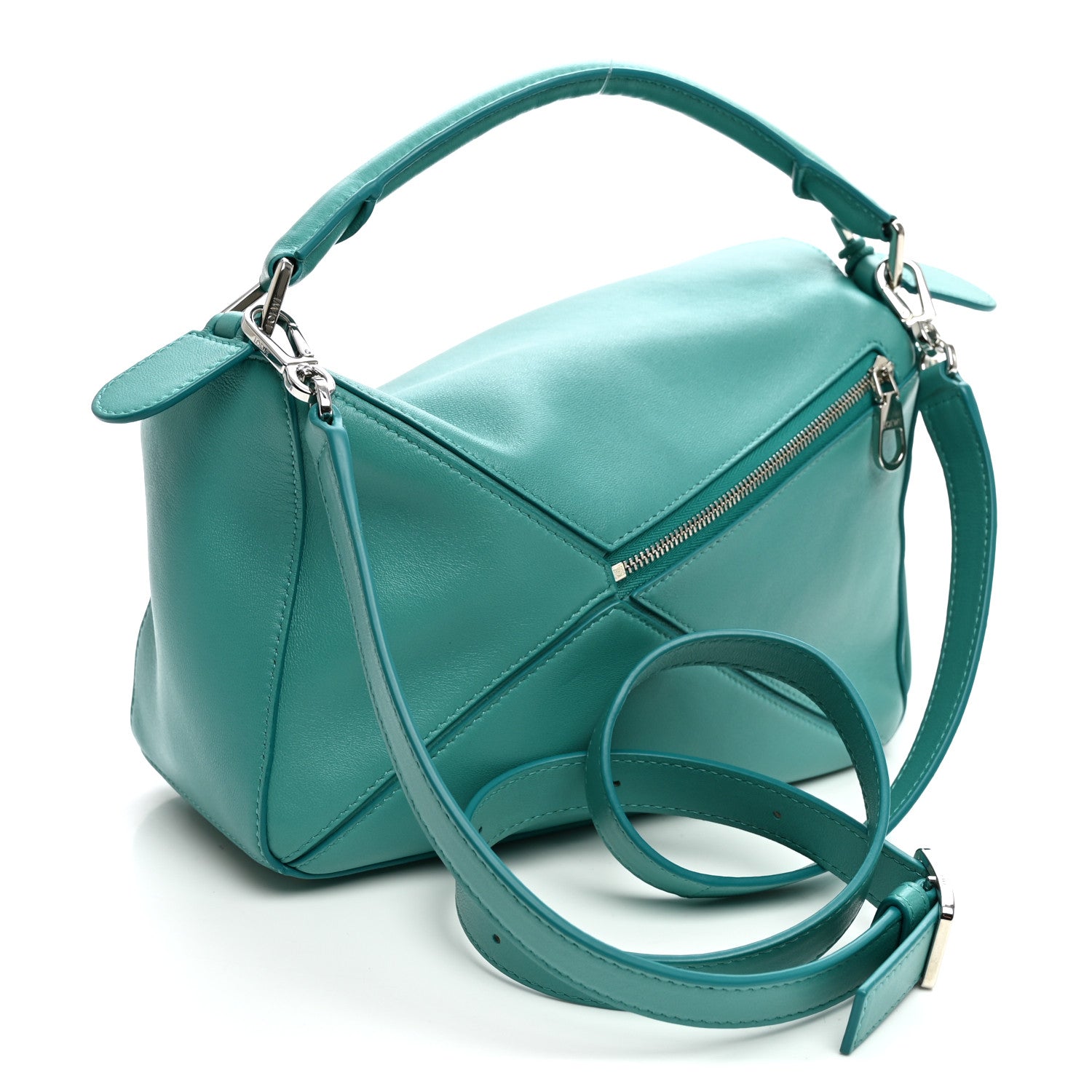 Loewe Nappa Lambskin Small Featherlight Puzzle Bag Aquamarine