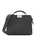 Fendi Cuoio Romano Vitello Cover Glazed Fabric Bi-Color FF 1974 Mini Peekaboo I SEE U Satchel Gray