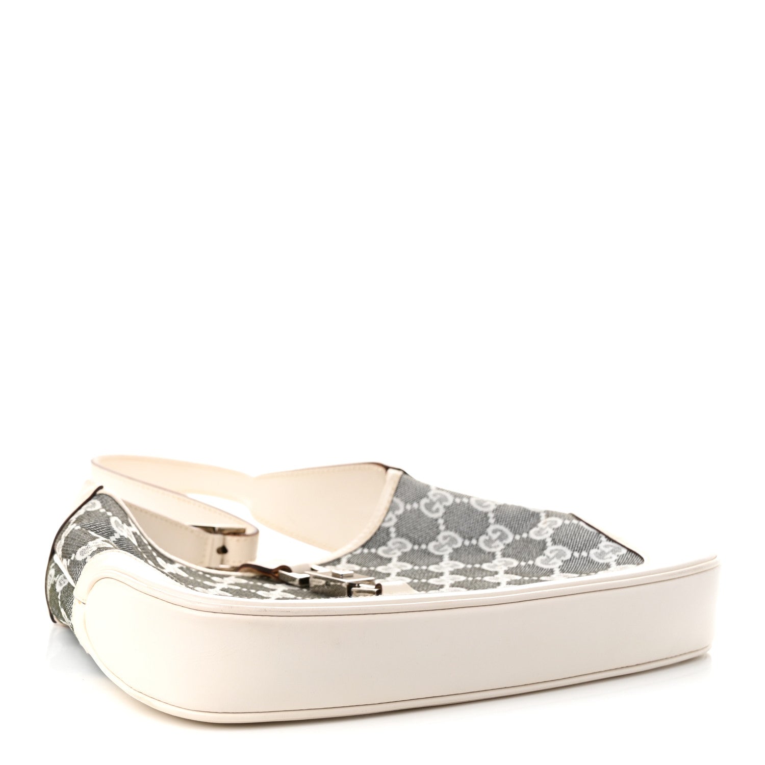 Gucci Monogram Web Small Jackie O Hobo White Grey