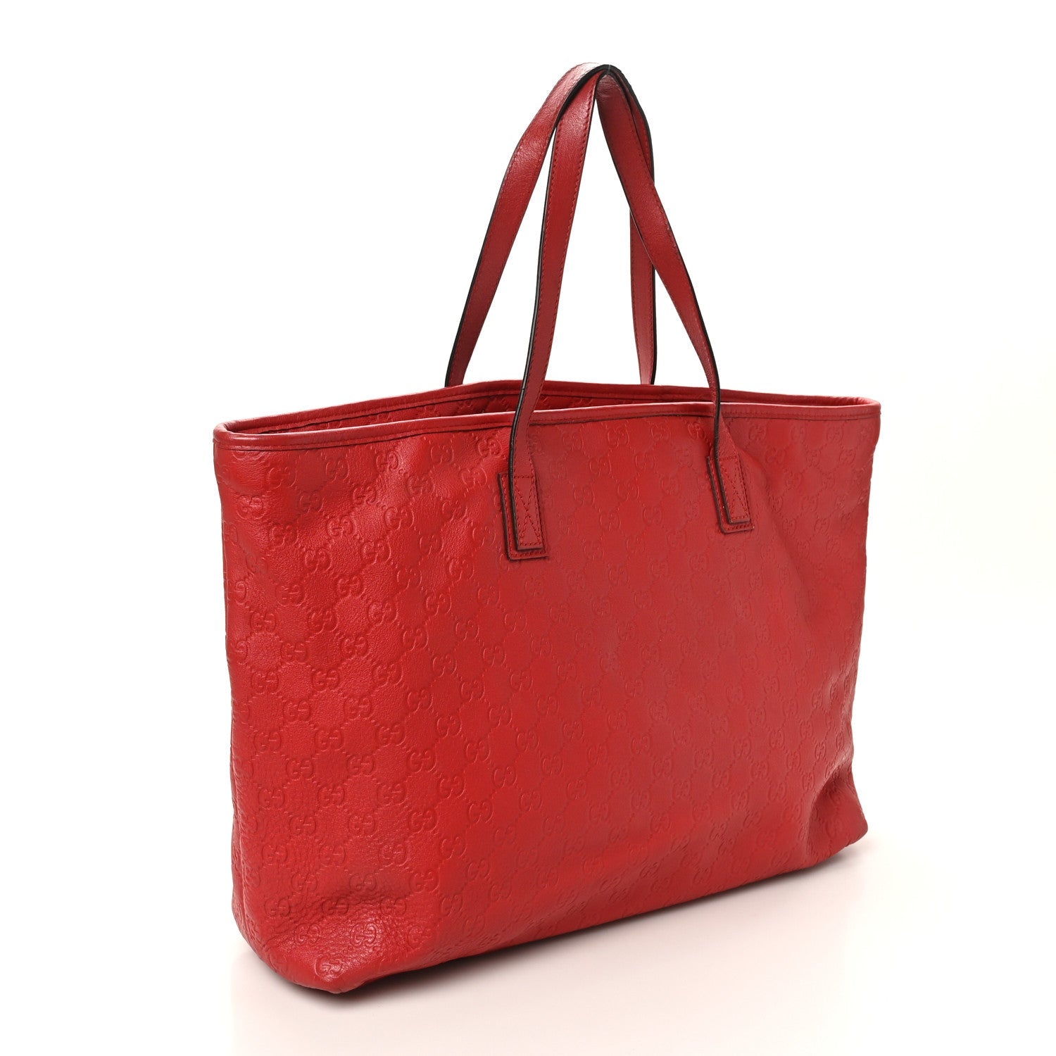Gucci Guccissima Large Zippered Shopping Tote Red