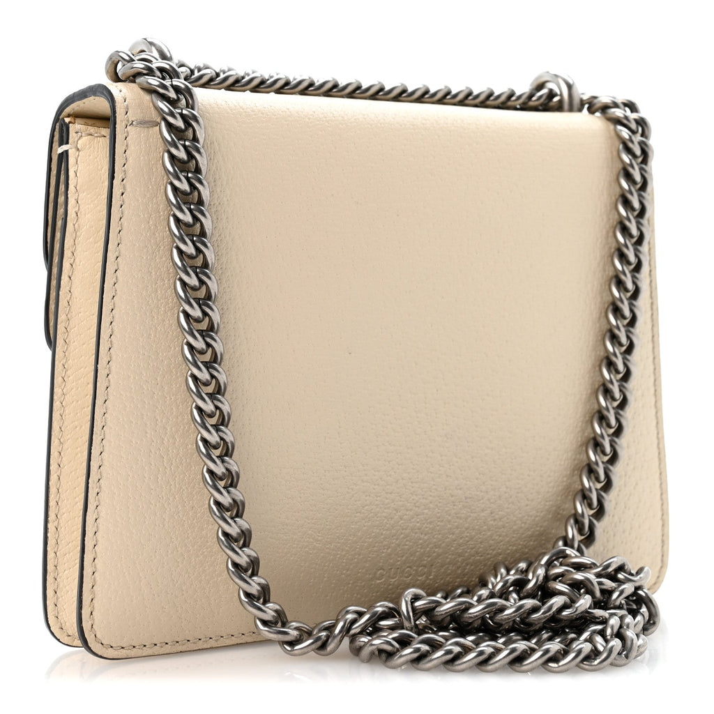 Gucci Textured Calfskin Crystal Mini Dionysus Shoulder Bag Mystic White