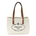 Prada Canvas Shopping Logo Tote Naturale